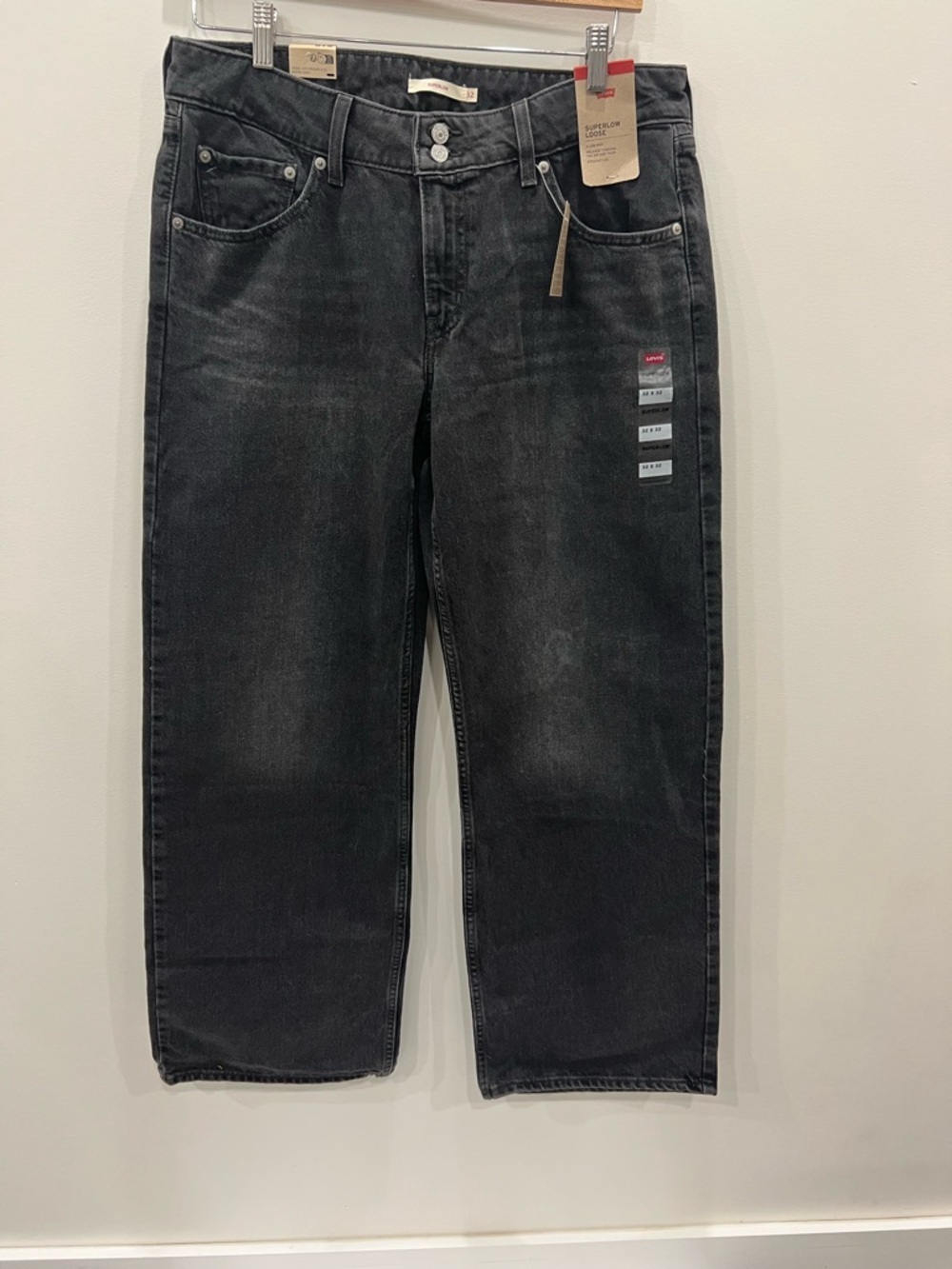 Levi’s Superlow Loose Jeans 32x32 NWT Black Wash Low Rise Baggy Straight Leg Y2K - Picture 2 of 12